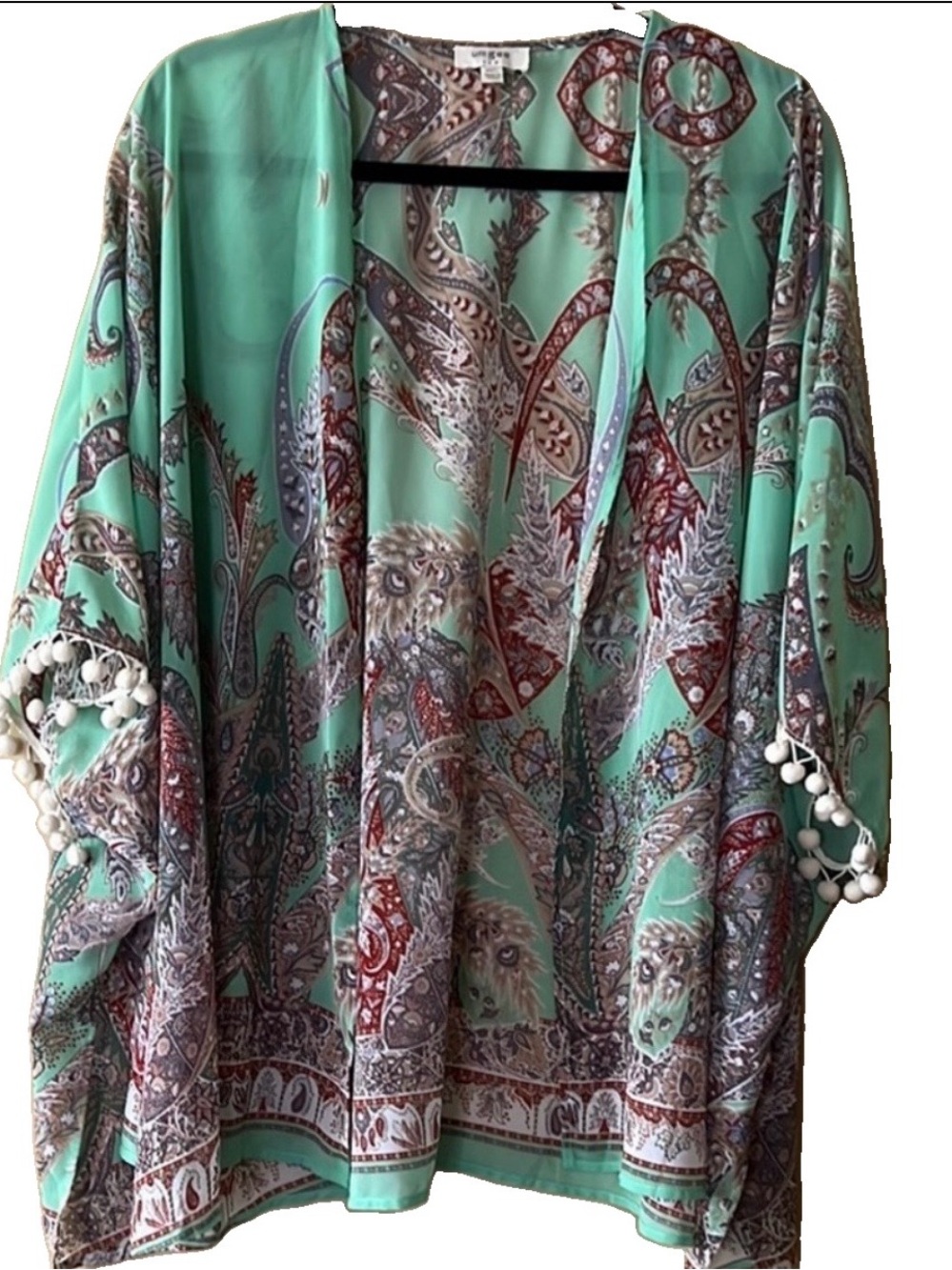 Umgee Green and Red Oversized Tunic Top